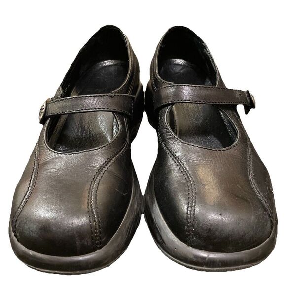 Y2K Dansko Womens Black Leather Mary Jane Shoes 38 Chunky Sole Cyberpunk Gothic - Picture 1 of 10